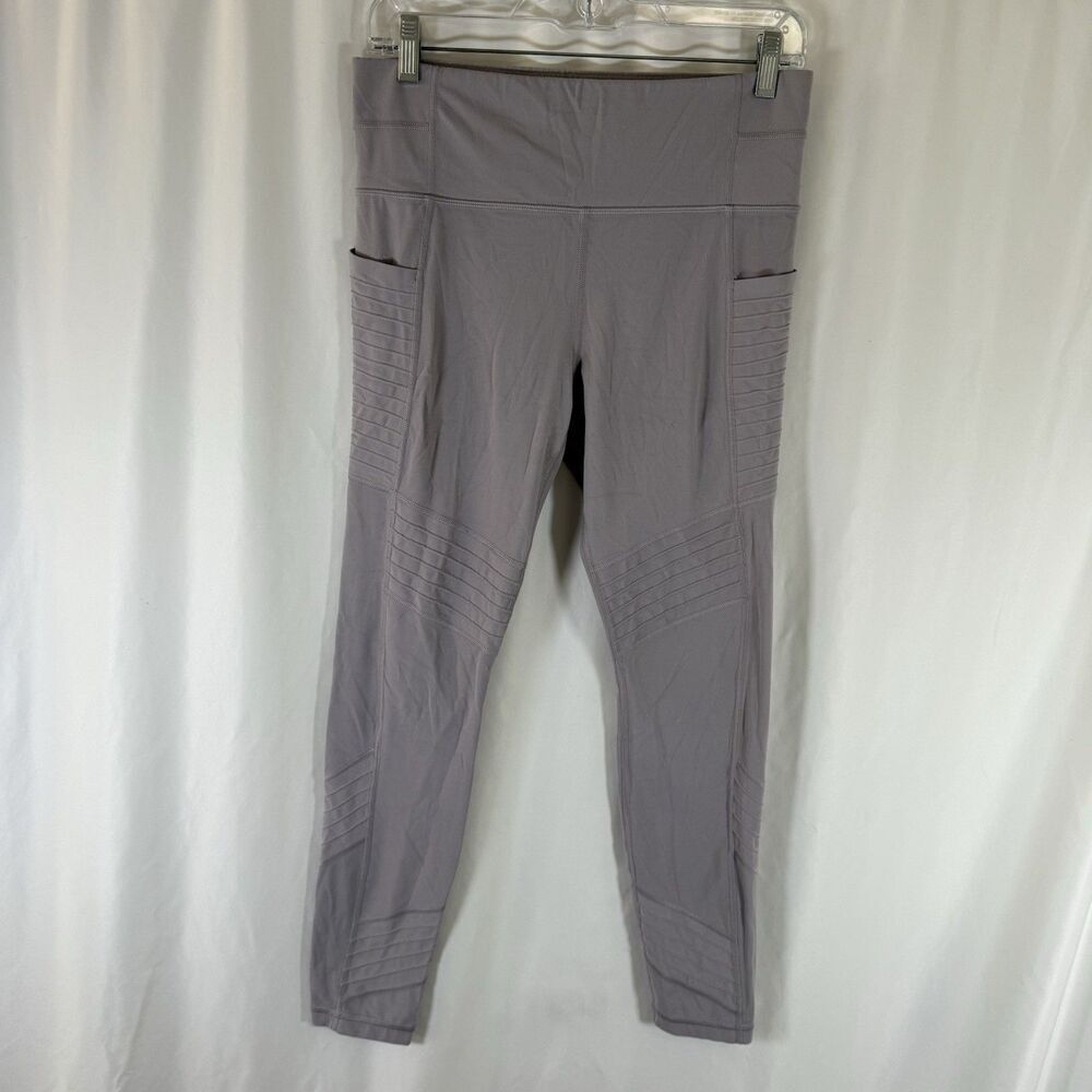 Athleta Leggings Women's Medium Purple Pull On Waist & Side Pockets Mid Rise